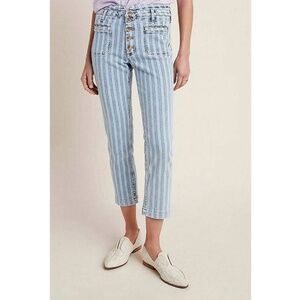 Anthro Pilcro High-Rise Striped Straight Jeans 28